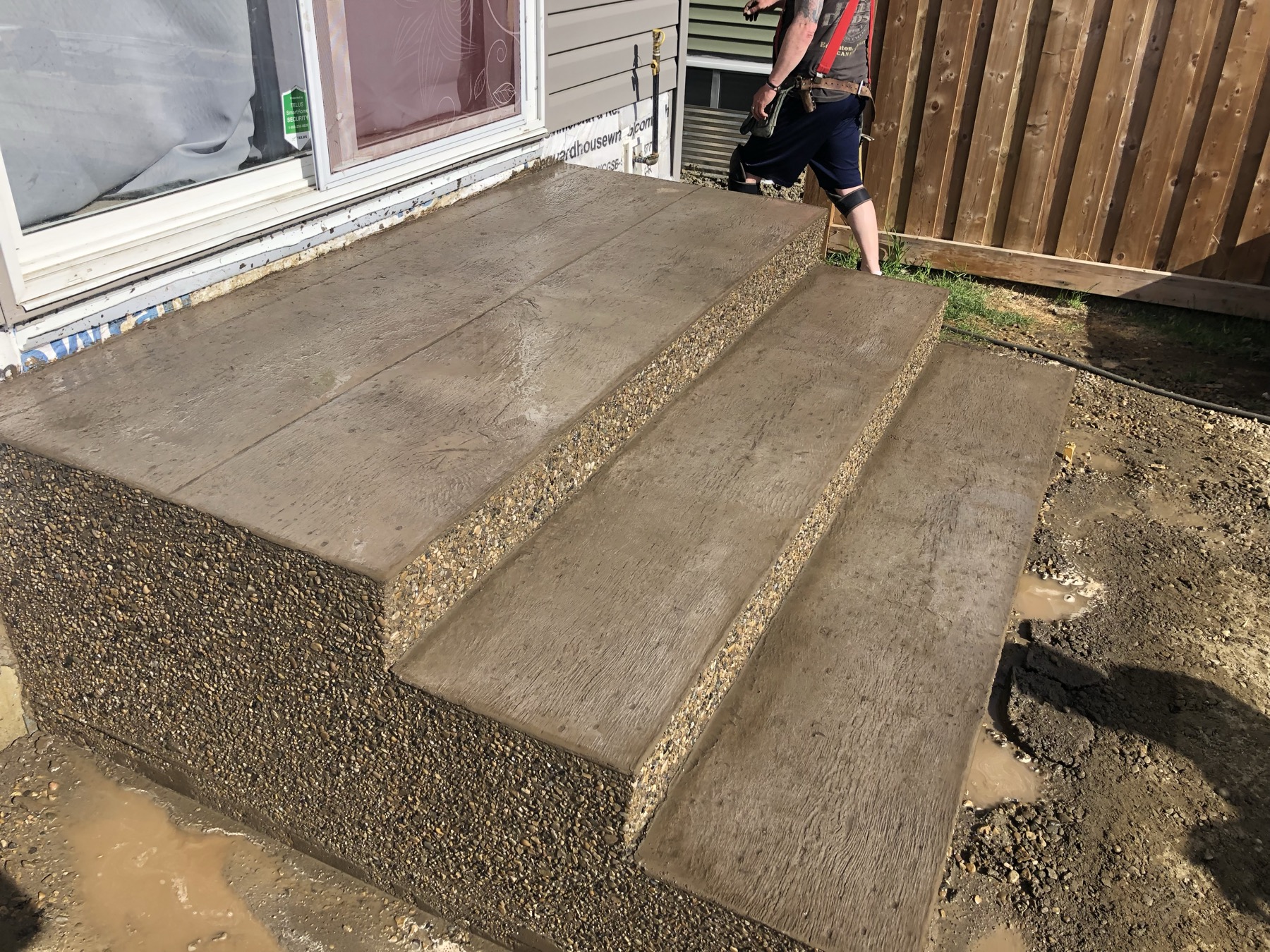 Wood-Plank Stamped Patio + Steps