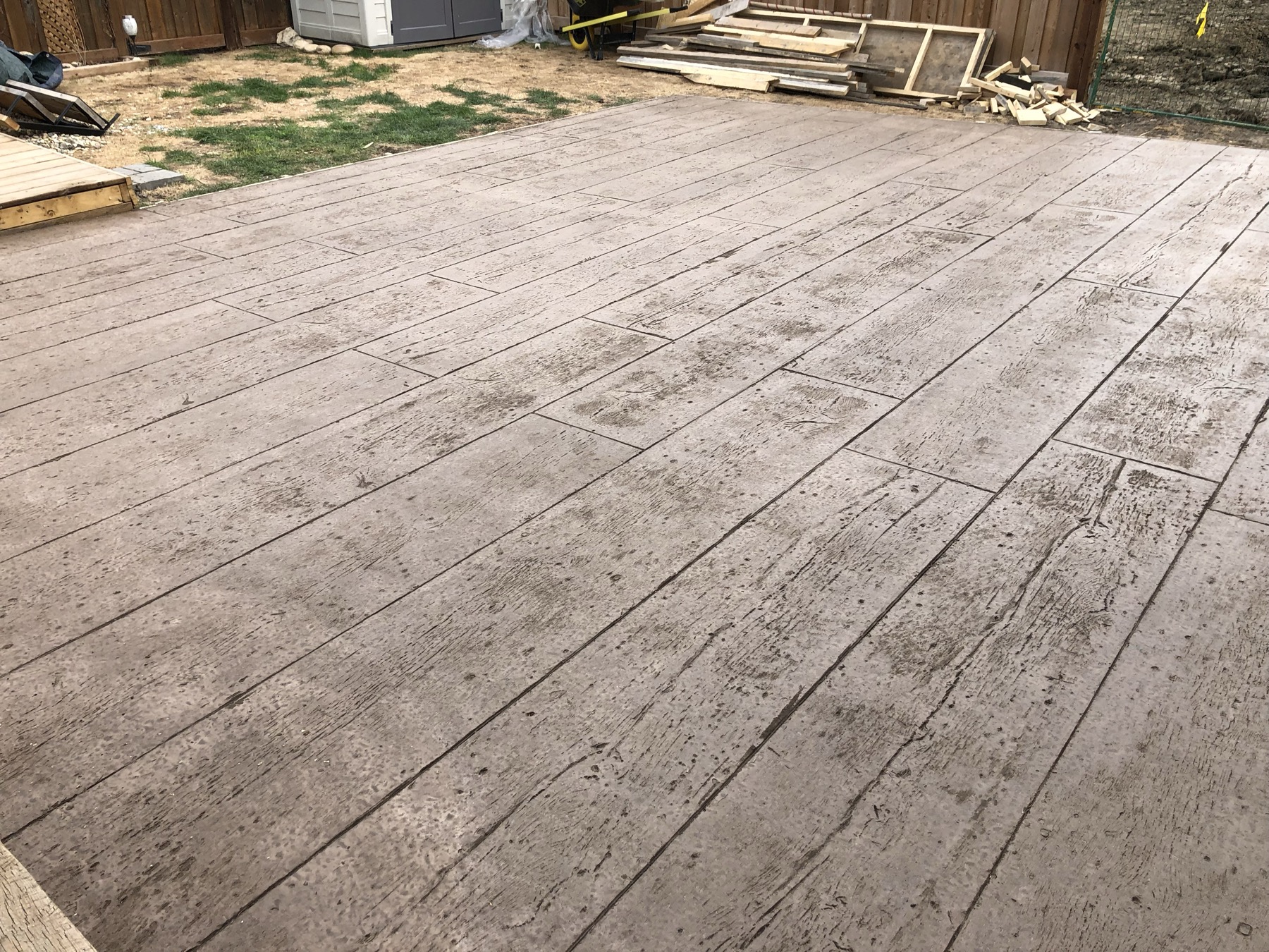 Wood-Plank Stamped Patio + Steps